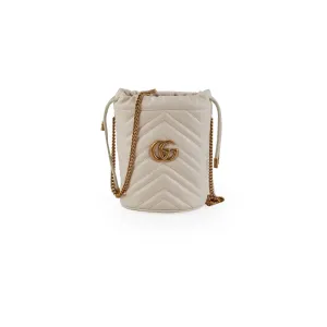 Gucci GG Marmont Mini Bucket Bag White HOLD AL