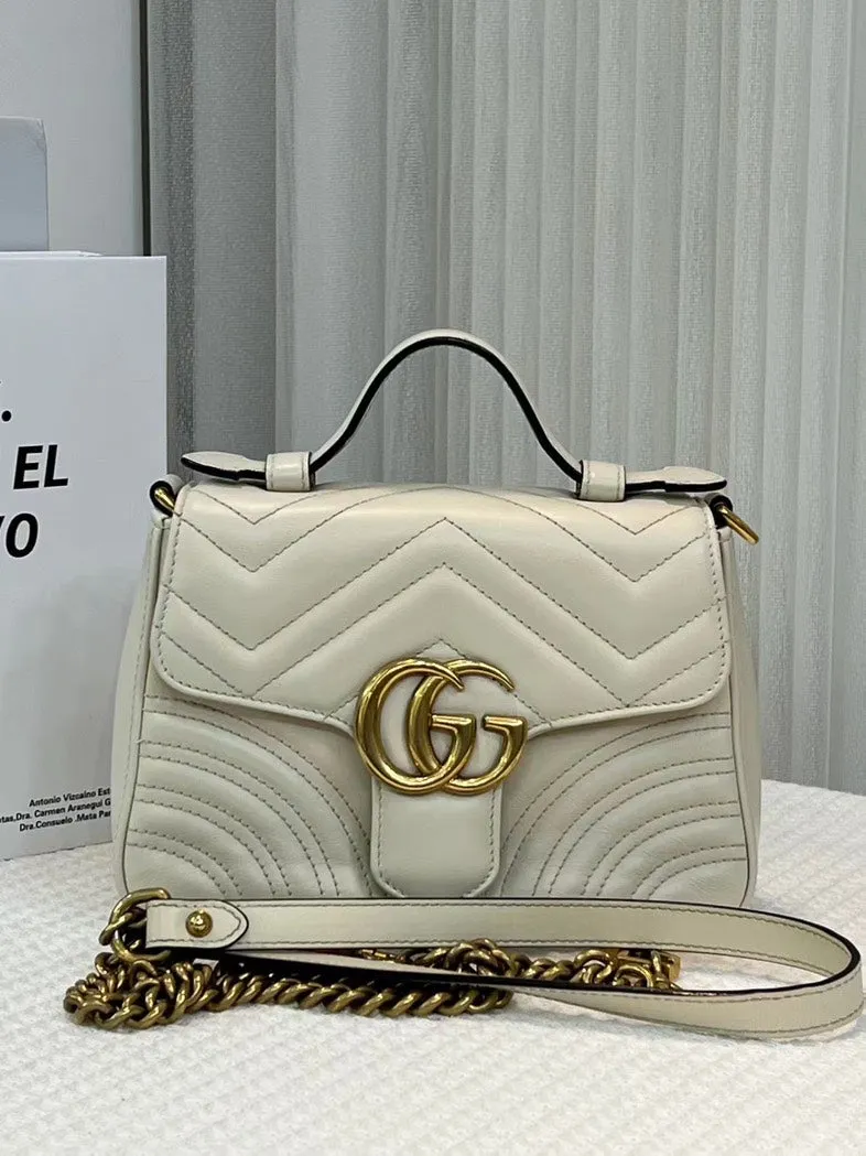 Gucci GG Marmont Small Beige Leather Shoulder Bag
