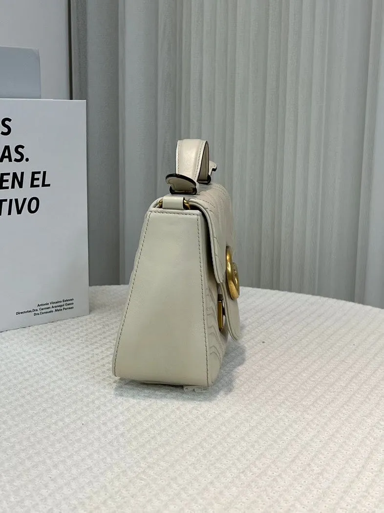 Gucci GG Marmont Small Beige Leather Shoulder Bag