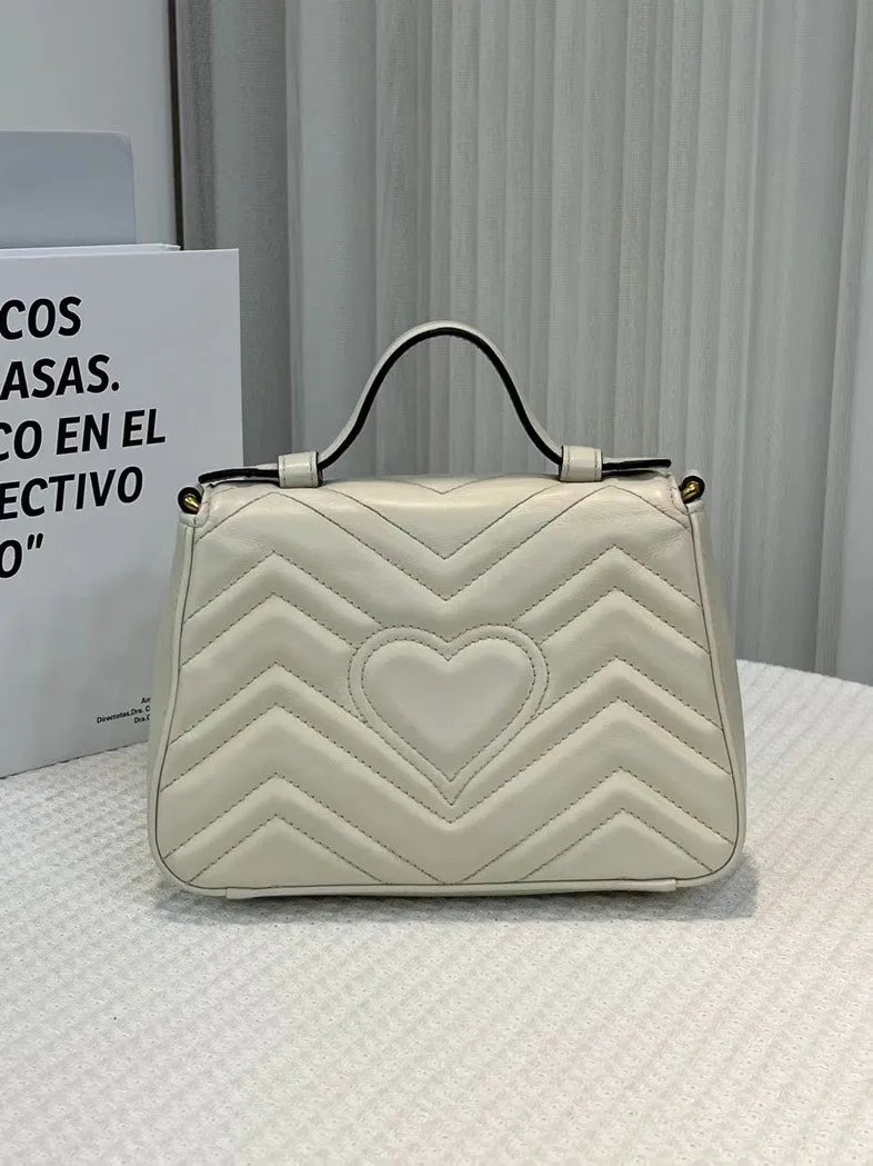 Gucci GG Marmont Small Beige Leather Shoulder Bag