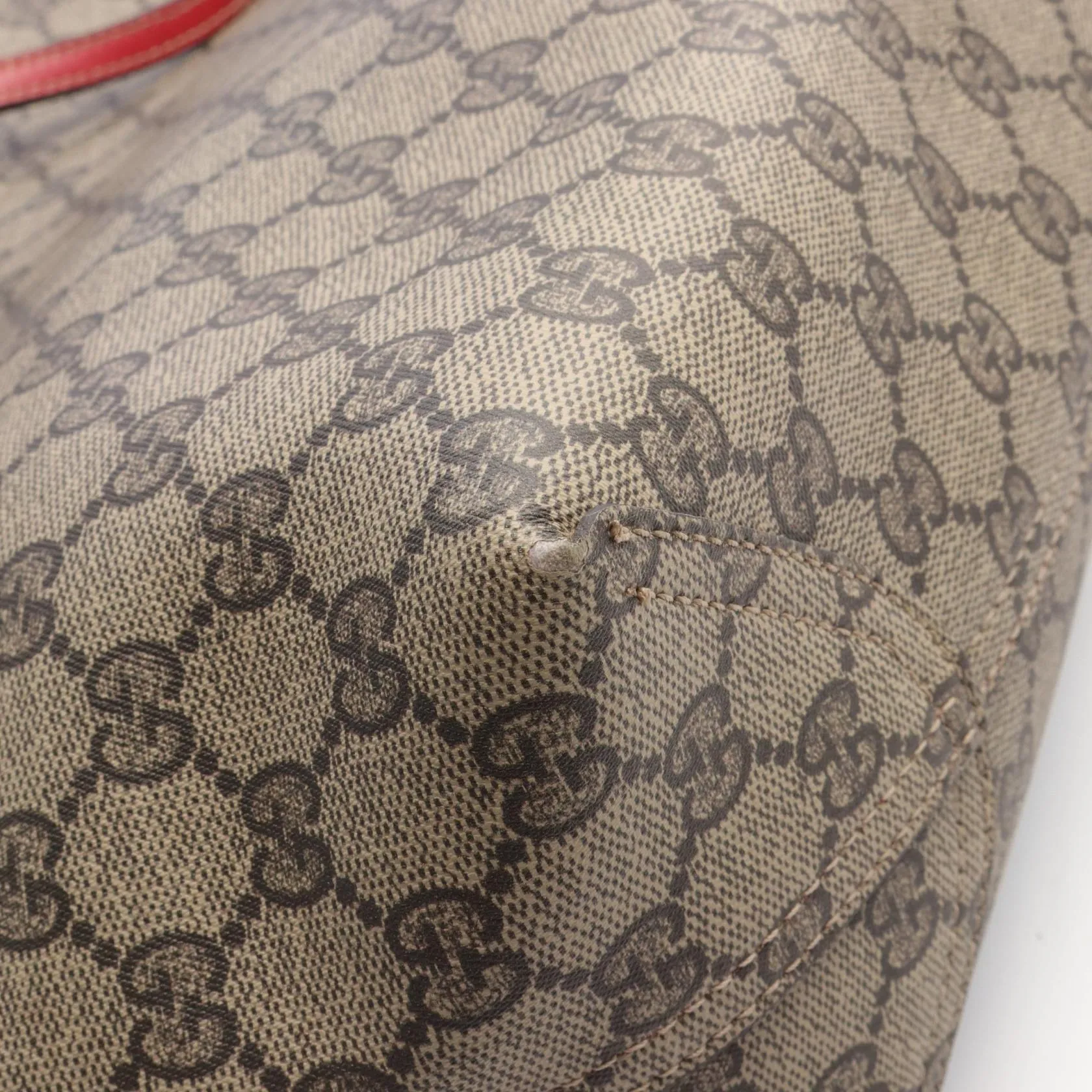 Gucci GG Supreme Tote Bag PVC Canvas Leather