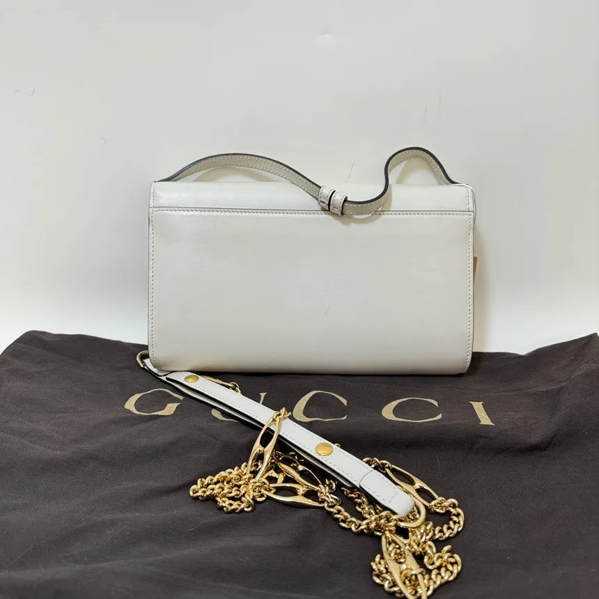 Gucci Horsebit 1955 White Leather 2way Bag