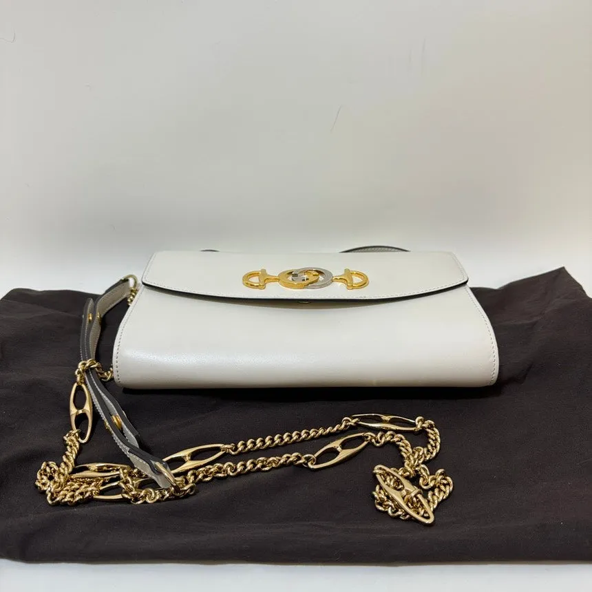 Gucci Horsebit 1955 White Leather 2way Bag