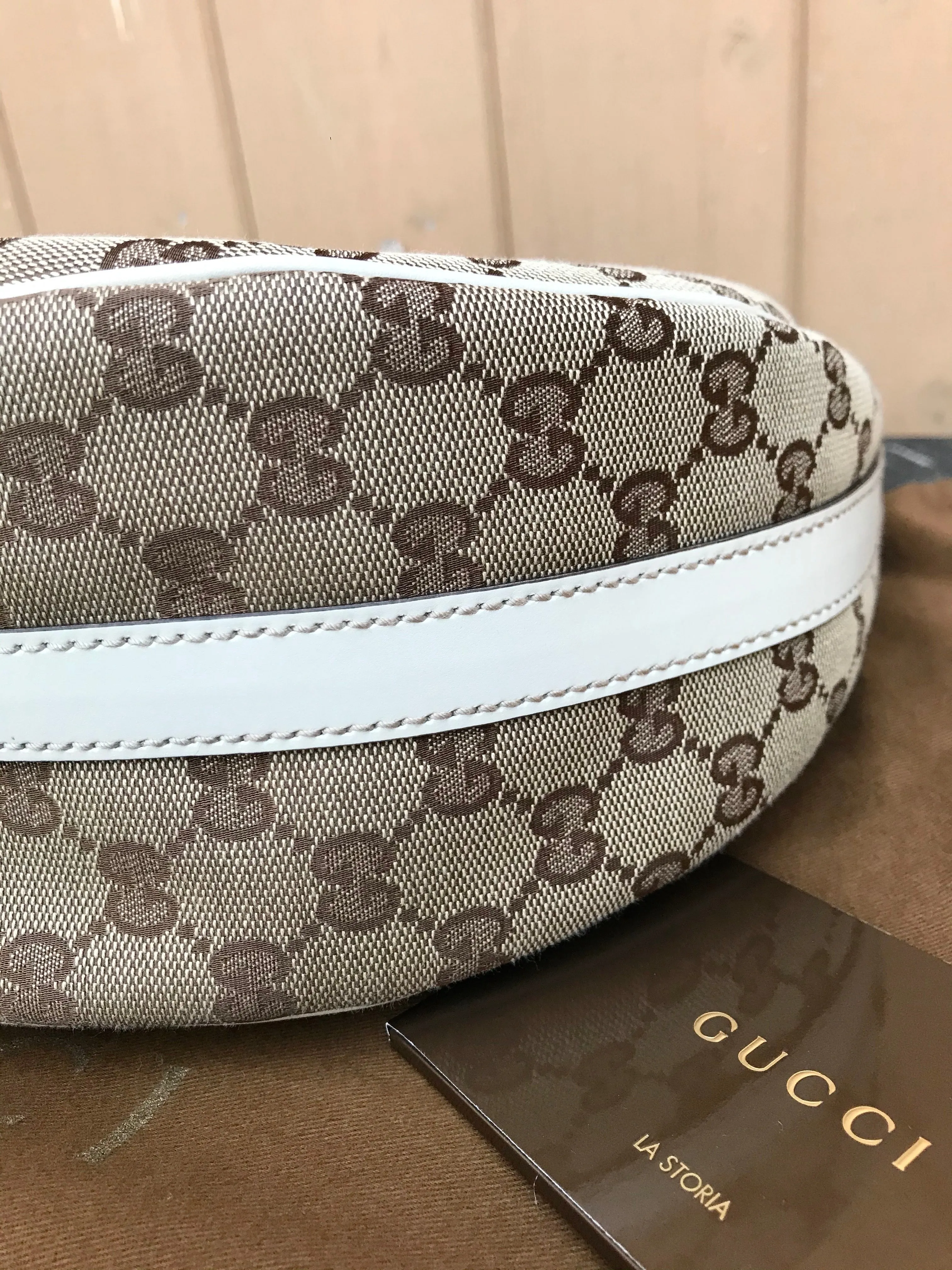 GUCCI Medium Monogram GG Twins Canvas Leather Hobo Shoulder Bag