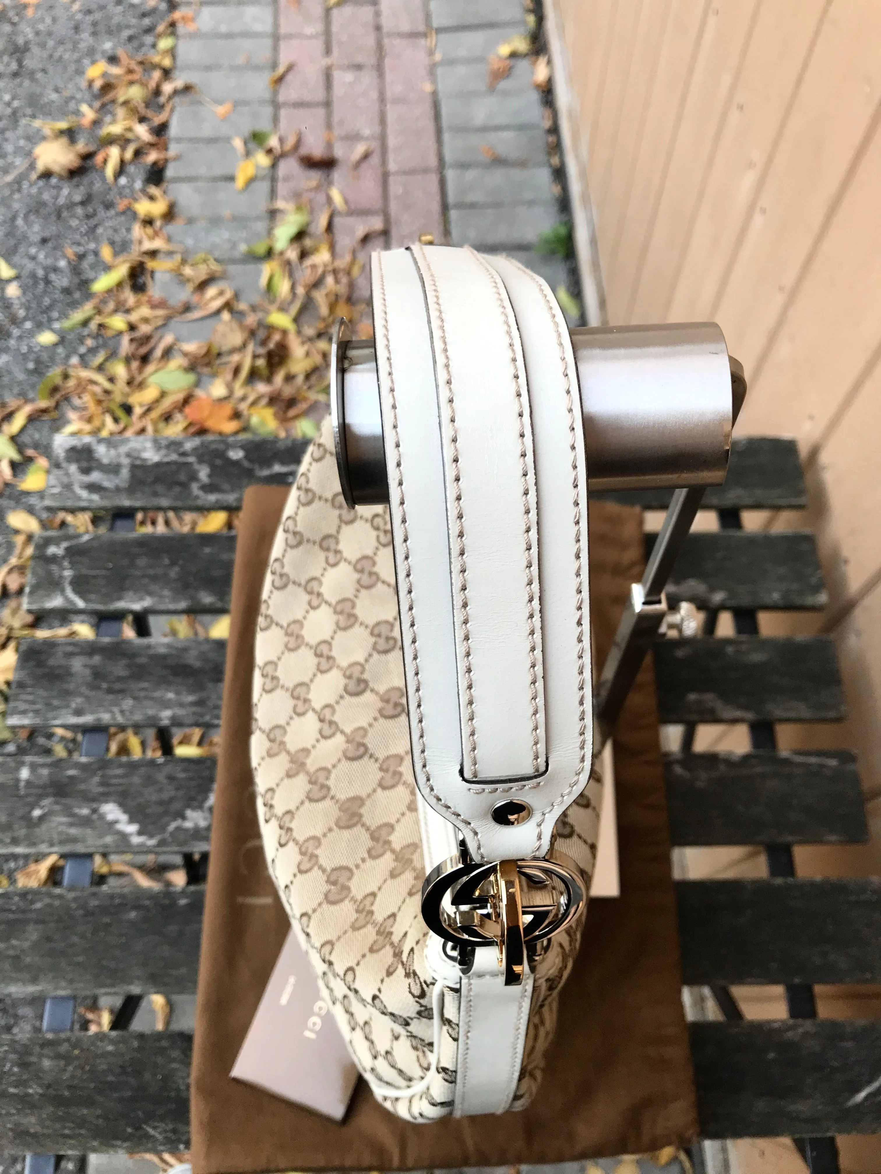 GUCCI Medium Monogram GG Twins Canvas Leather Hobo Shoulder Bag