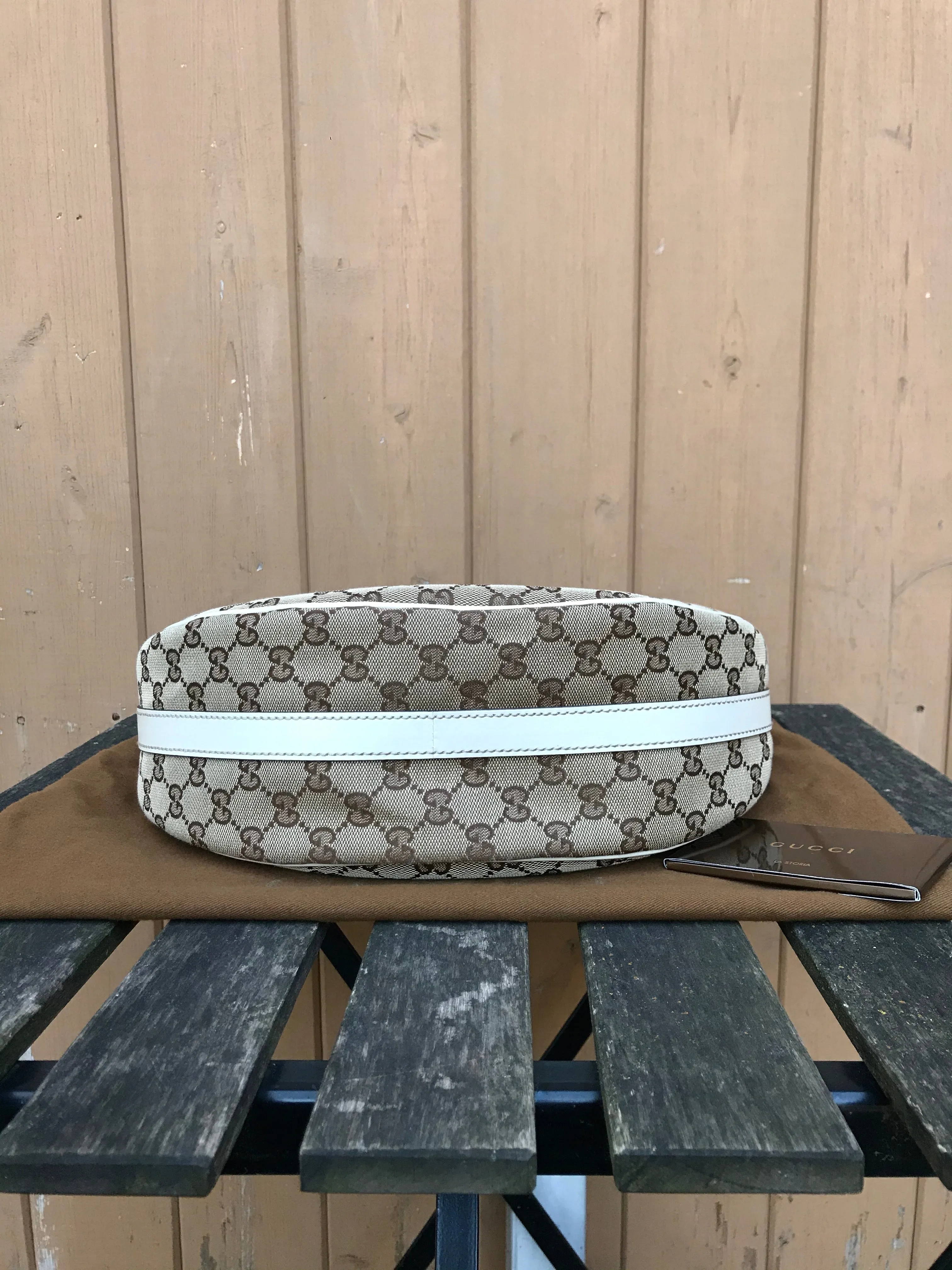 GUCCI Medium Monogram GG Twins Canvas Leather Hobo Shoulder Bag