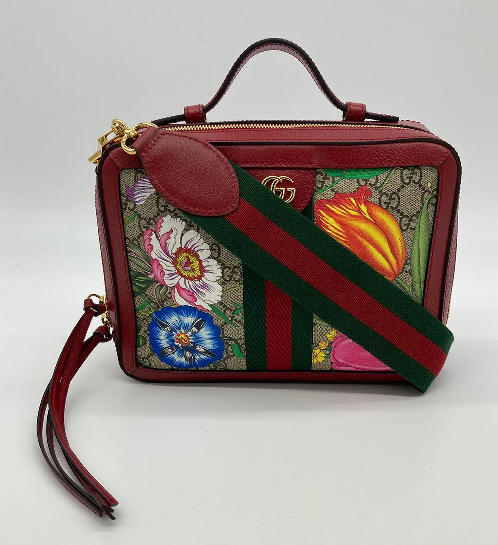 Gucci Ophidia GG Supreme Flora Small Zip Around Camera Bag-NEW