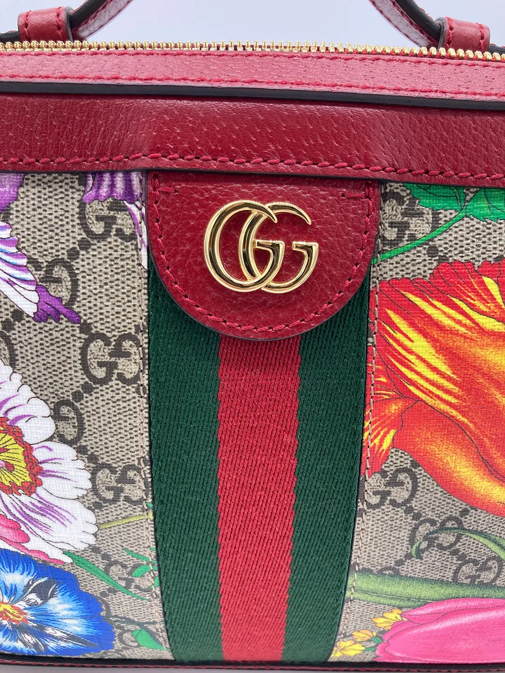 Gucci Ophidia GG Supreme Flora Small Zip Around Camera Bag-NEW