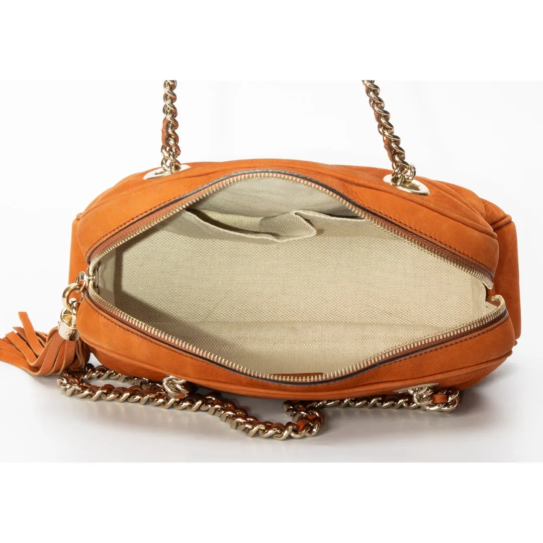 Gucci Orange Pebbled Leather Soho Disco Chain Shoulder Bag