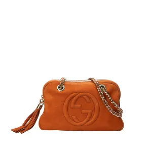 Gucci Orange Pebbled Leather Soho Disco Chain Shoulder Bag