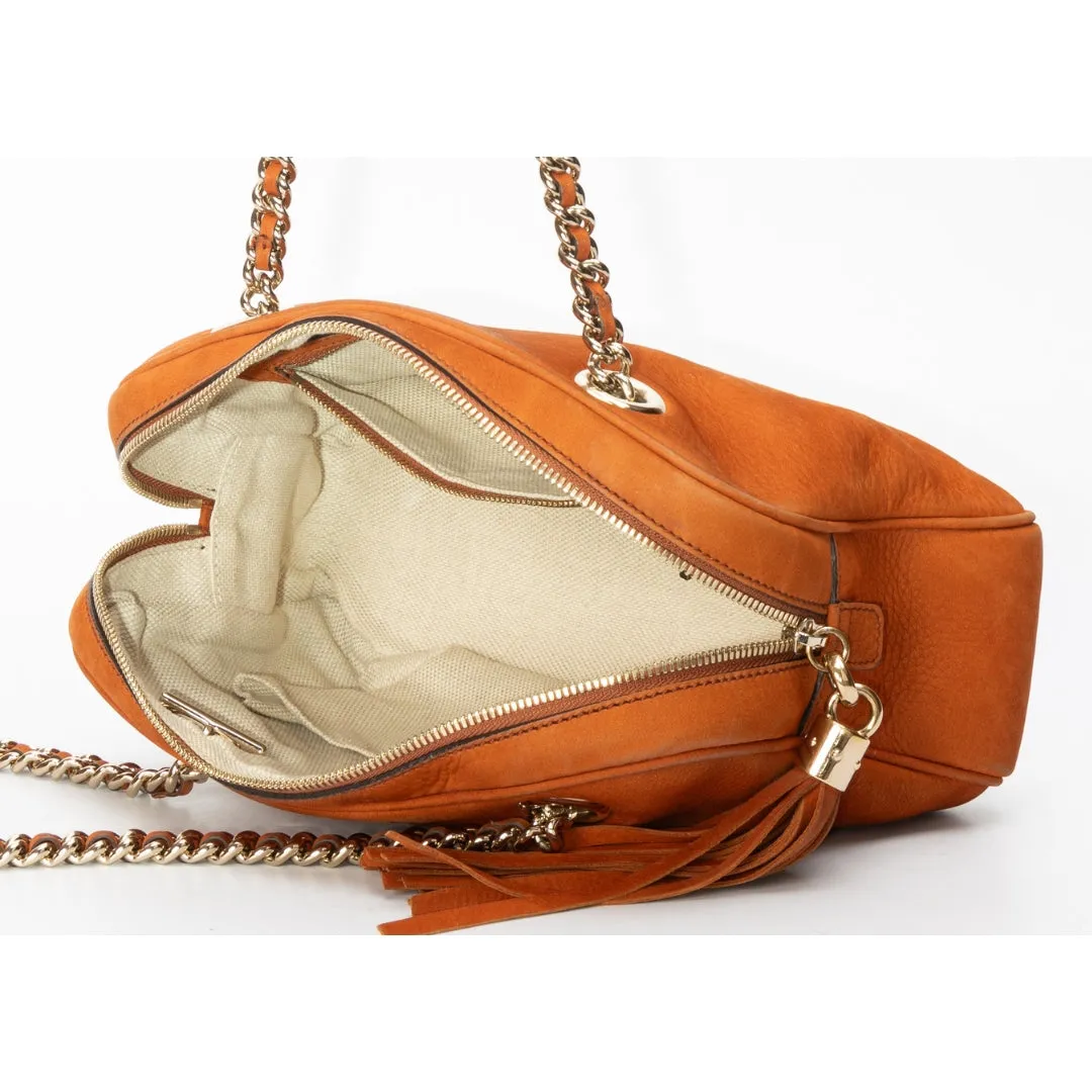 Gucci Orange Pebbled Leather Soho Disco Chain Shoulder Bag