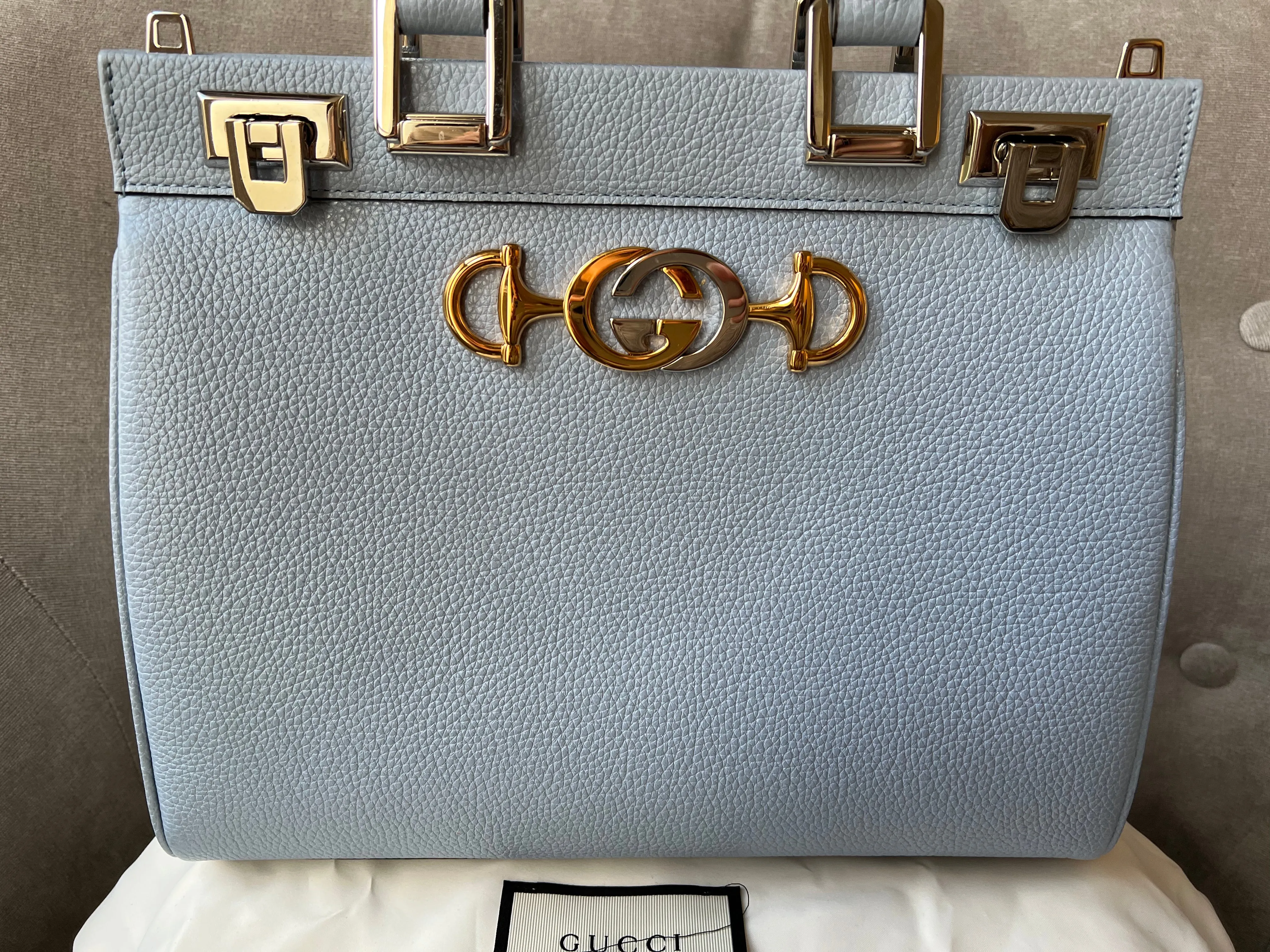 Gucci Pale Blue Medium Zumi Tote (2210)