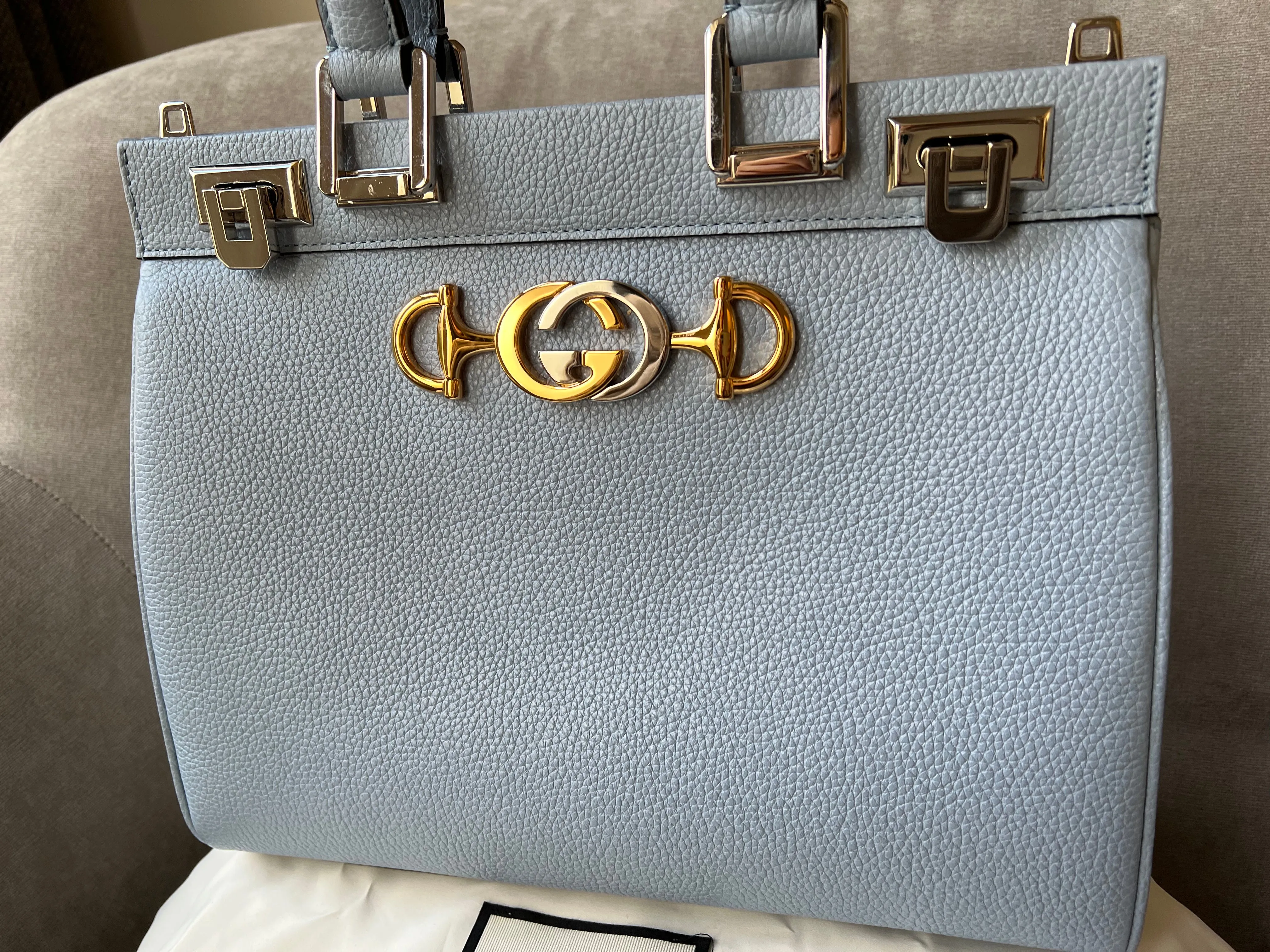 Gucci Pale Blue Medium Zumi Tote (2210)