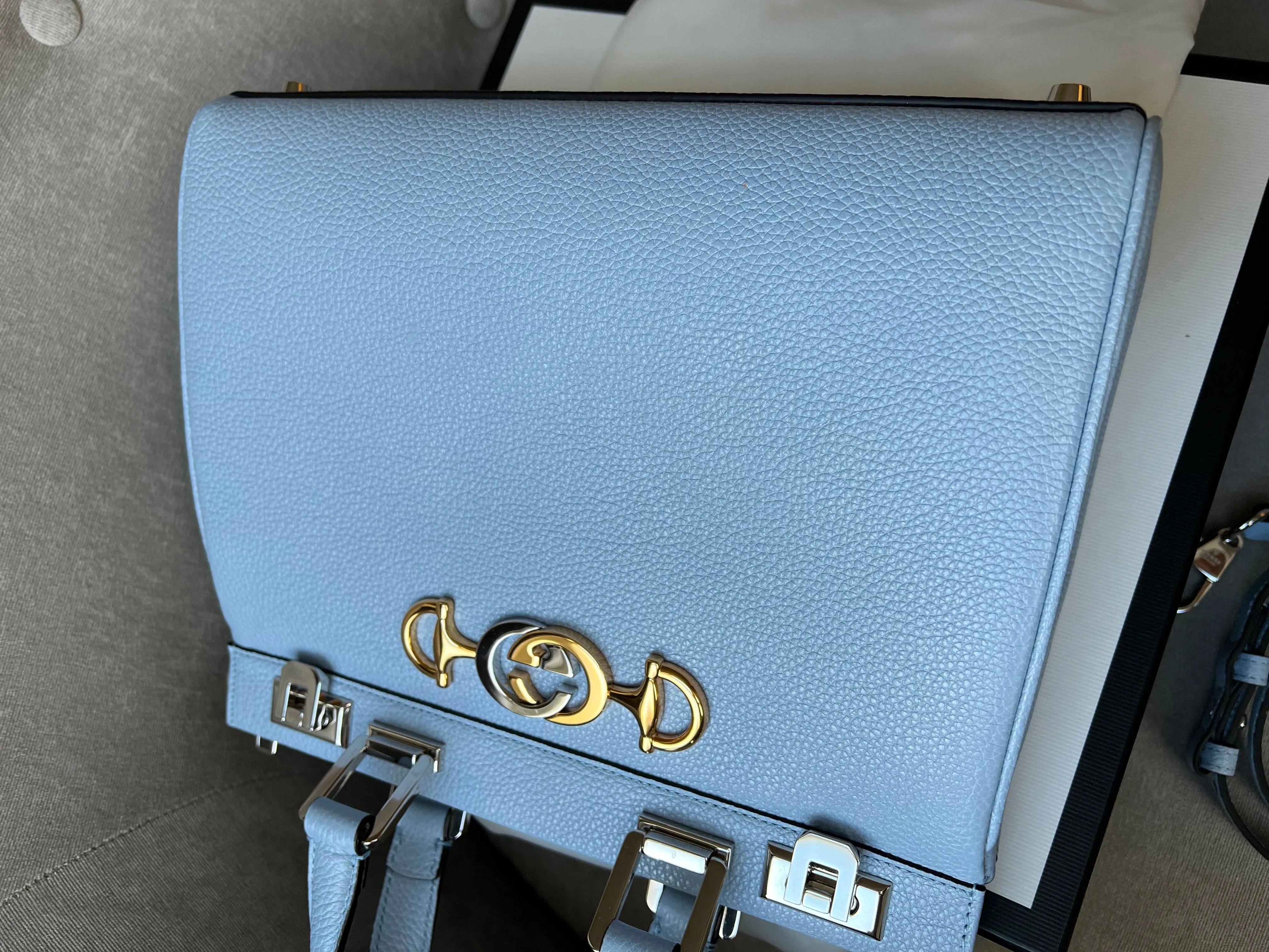 Gucci Pale Blue Medium Zumi Tote (2210)