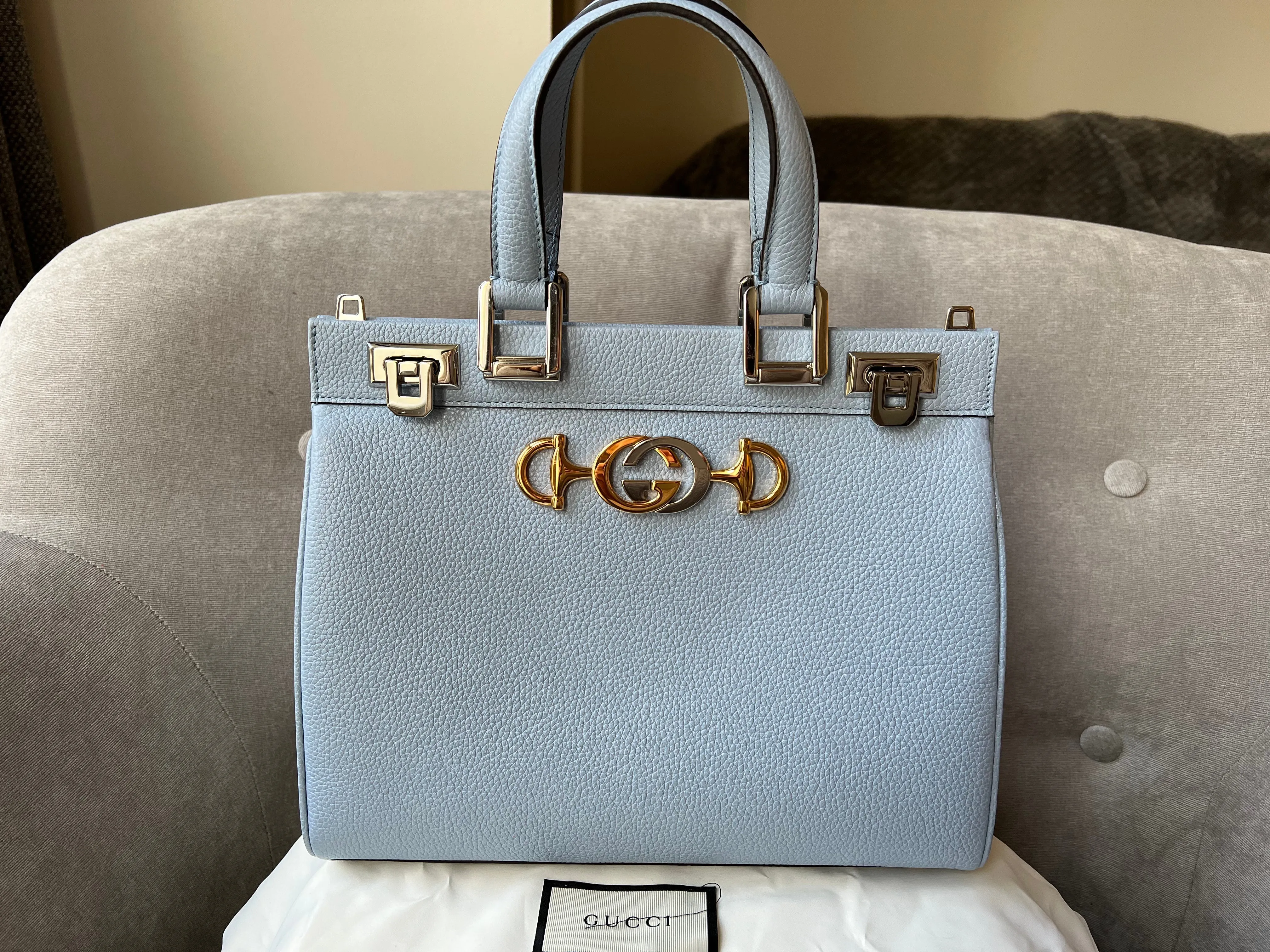 Gucci Pale Blue Medium Zumi Tote (2210)