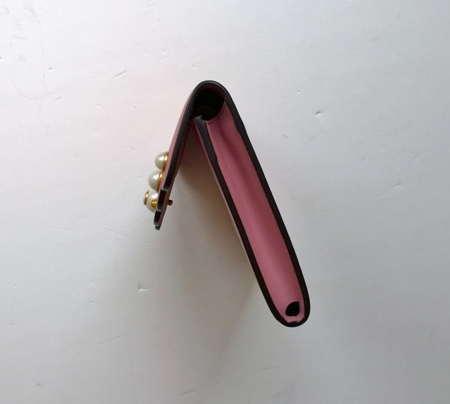 Gucci Peony Pink Leather and Pearl Clutch