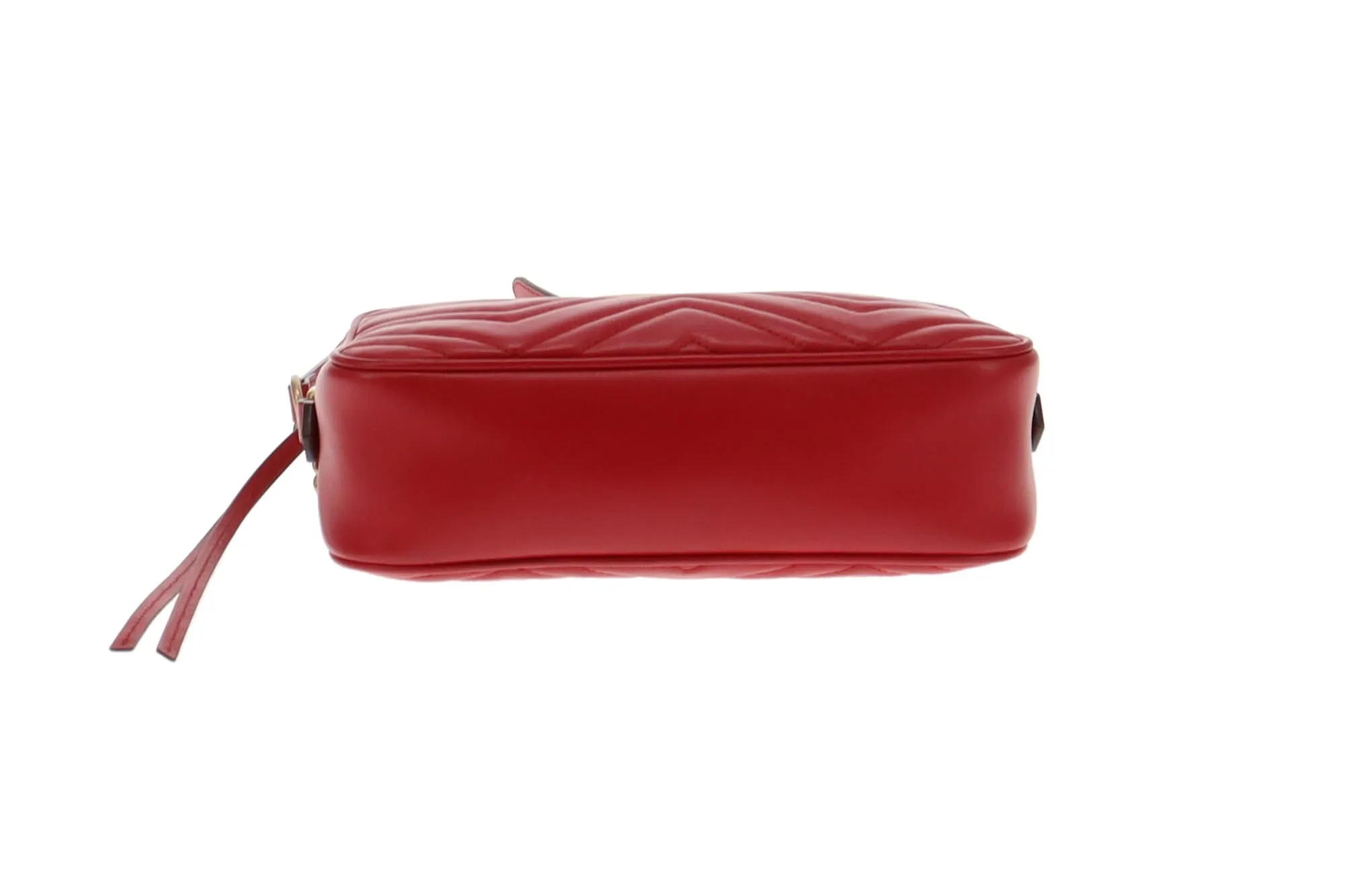 Gucci Red Chevron Leather Marmont Camera Bag Small