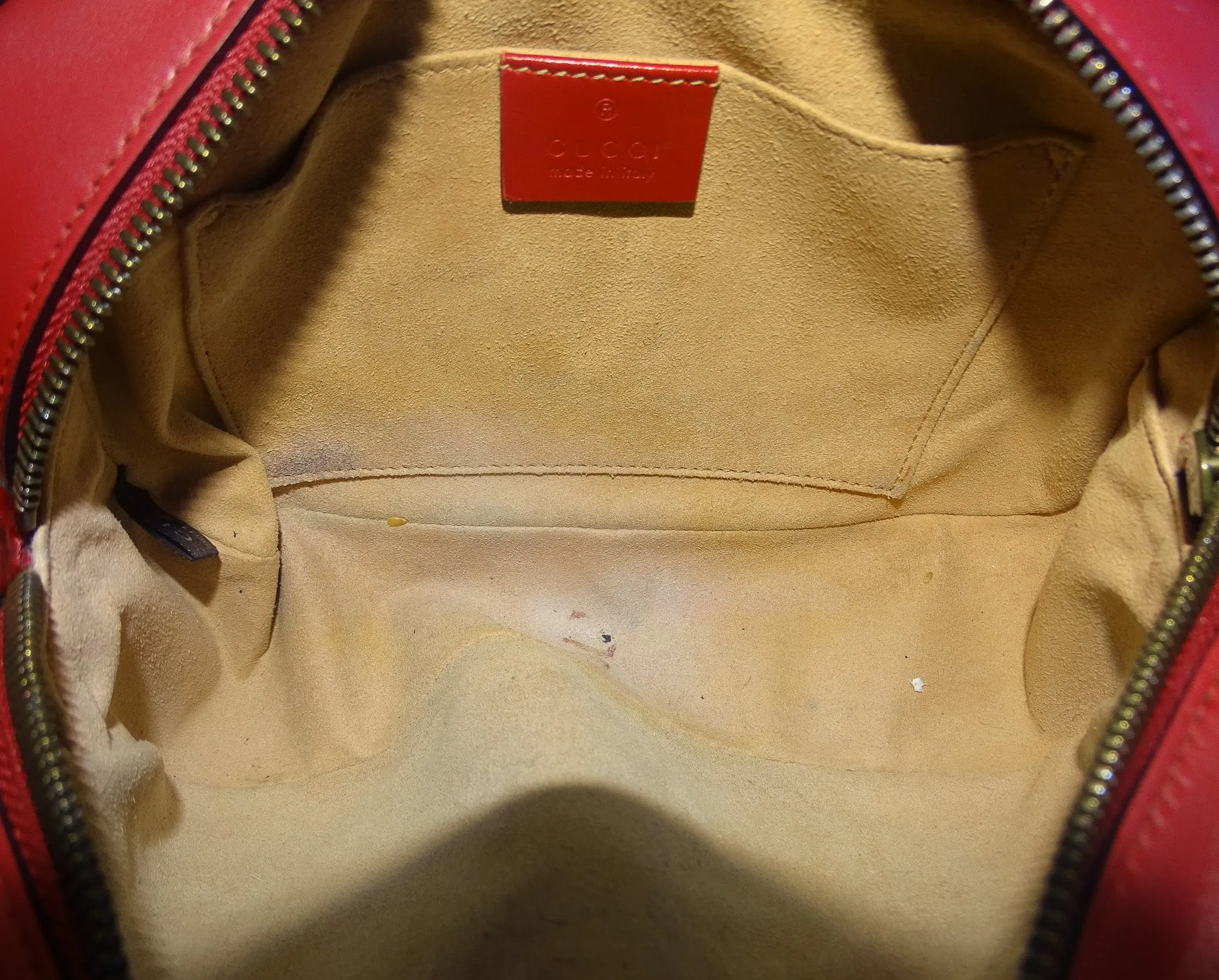 Gucci Red Chevron Leather Marmont Camera Bag Small