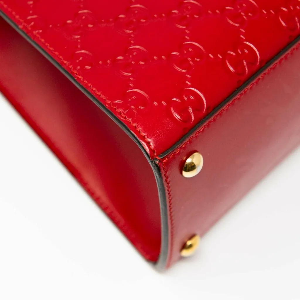 Gucci Red Guccissima Top Handle Bag