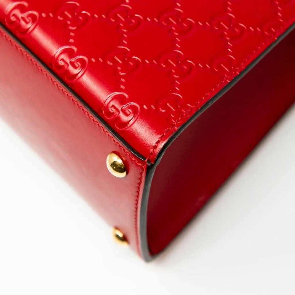 Gucci Red Guccissima Top Handle Bag