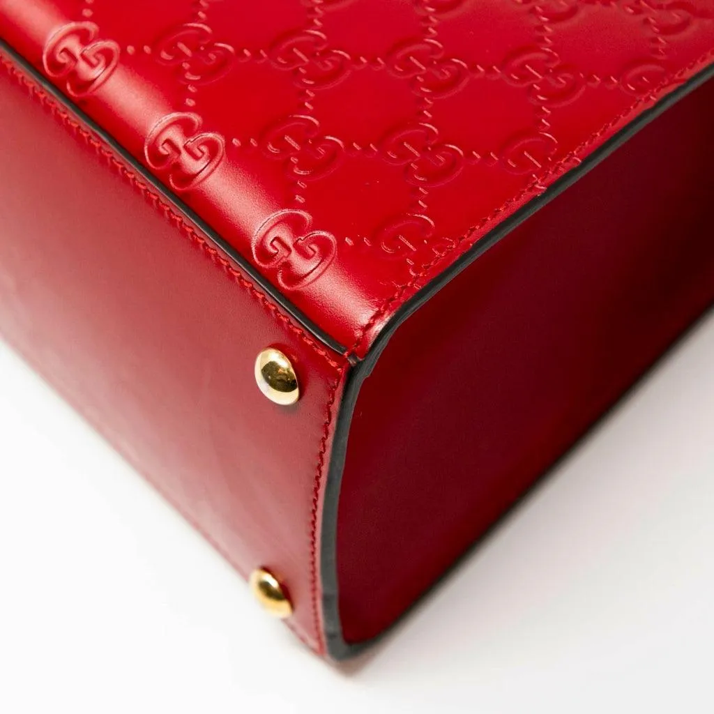 Gucci Red Guccissima Top Handle Bag