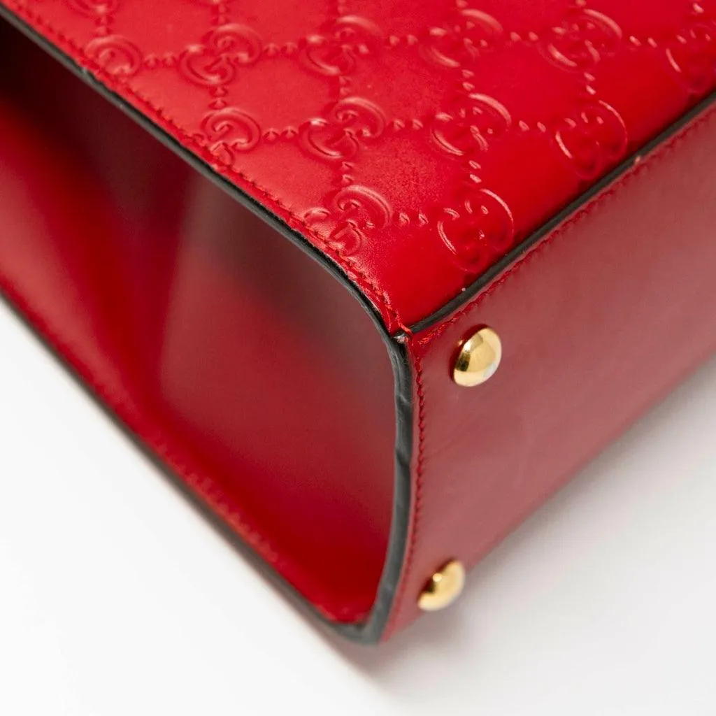 Gucci Red Guccissima Top Handle Bag