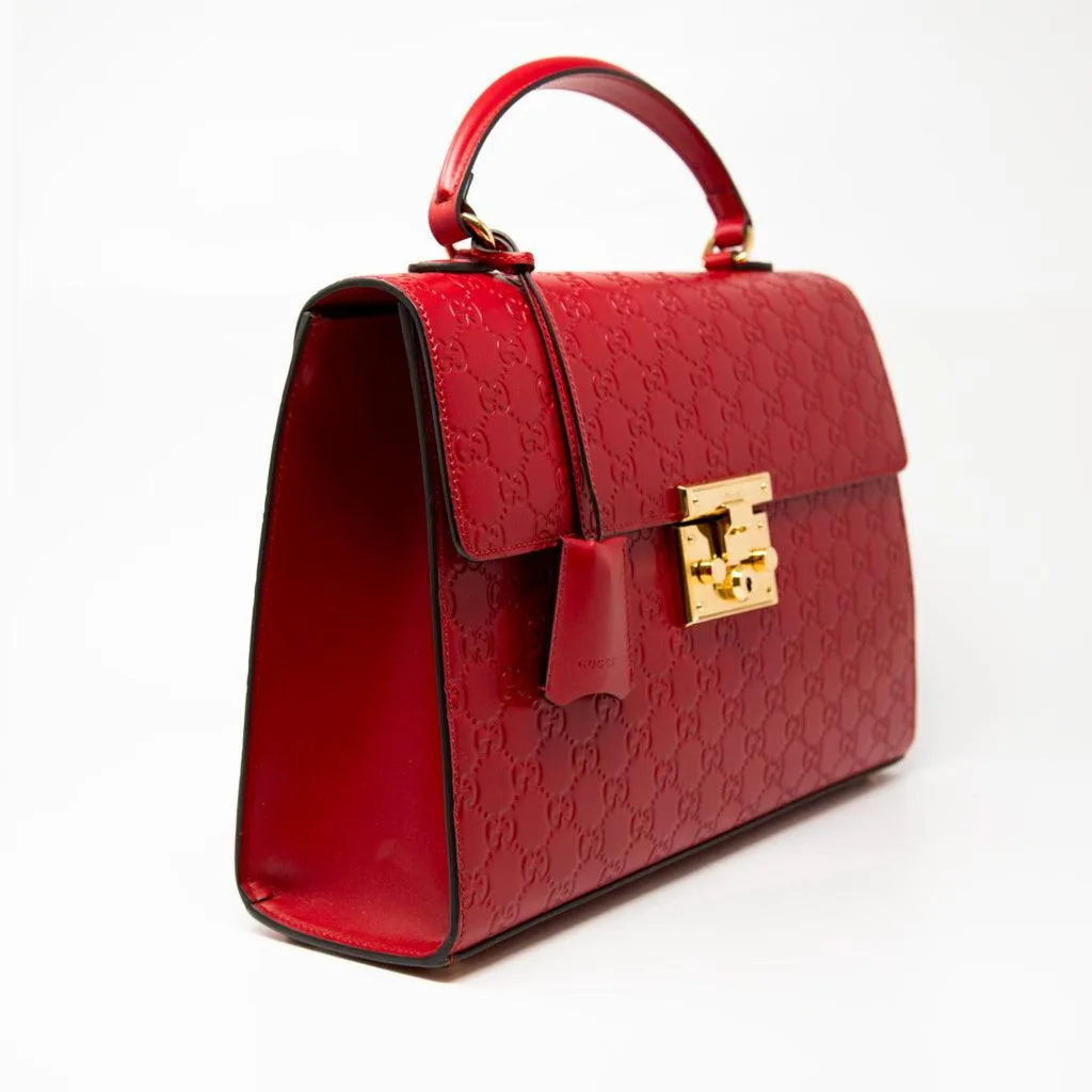 Gucci Red Guccissima Top Handle Bag