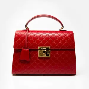 Gucci Red Guccissima Top Handle Bag