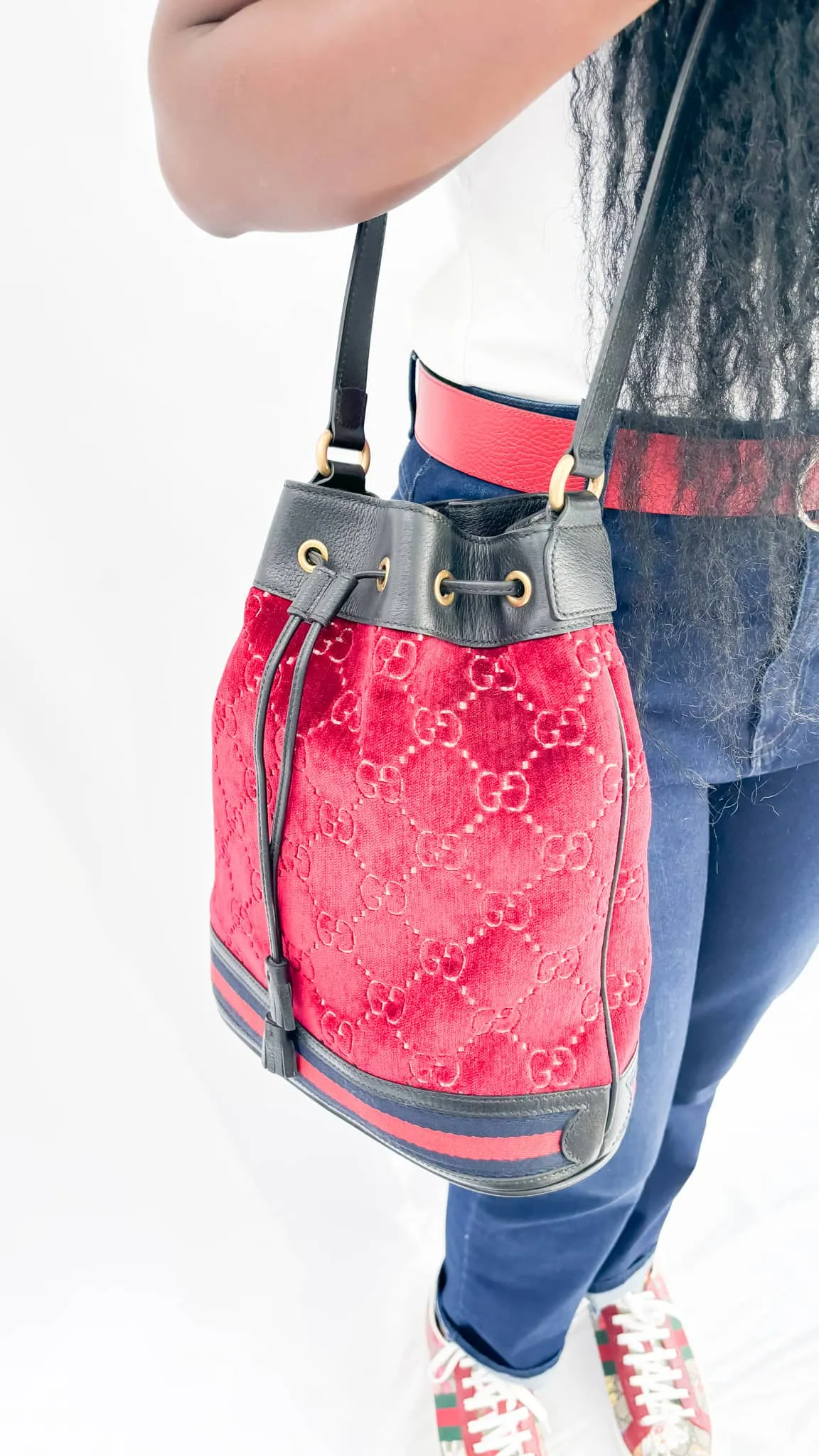 Gucci Velvet Bucket Bag