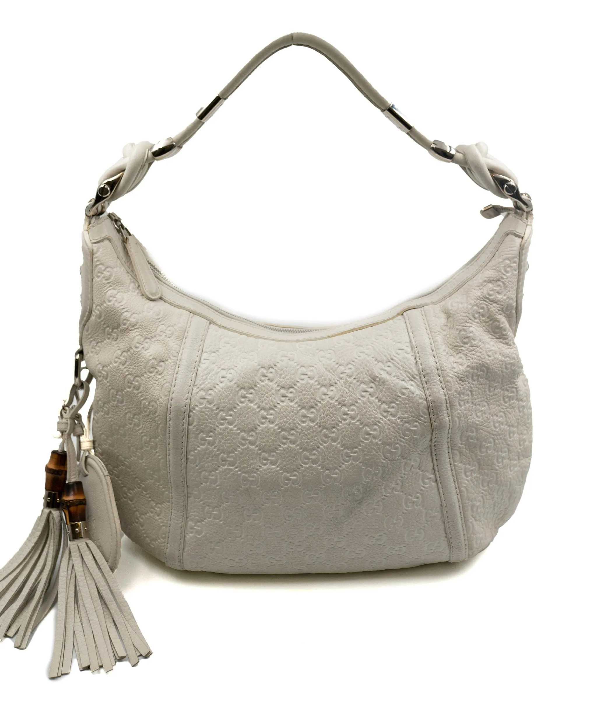 Gucci White Leather Supreme GG logo Hobo bag - AWC1512