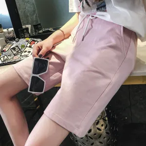 Gym Shorts Women Korean Loose Harajuku BF Student Pants Solid Colored Jogging Wide Leg Casual Bermuda Shorts