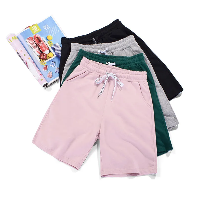 Gym Shorts Women Korean Loose Harajuku BF Student Pants Solid Colored Jogging Wide Leg Casual Bermuda Shorts