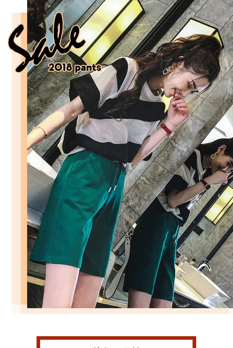Gym Shorts Women Korean Loose Harajuku BF Student Pants Solid Colored Jogging Wide Leg Casual Bermuda Shorts