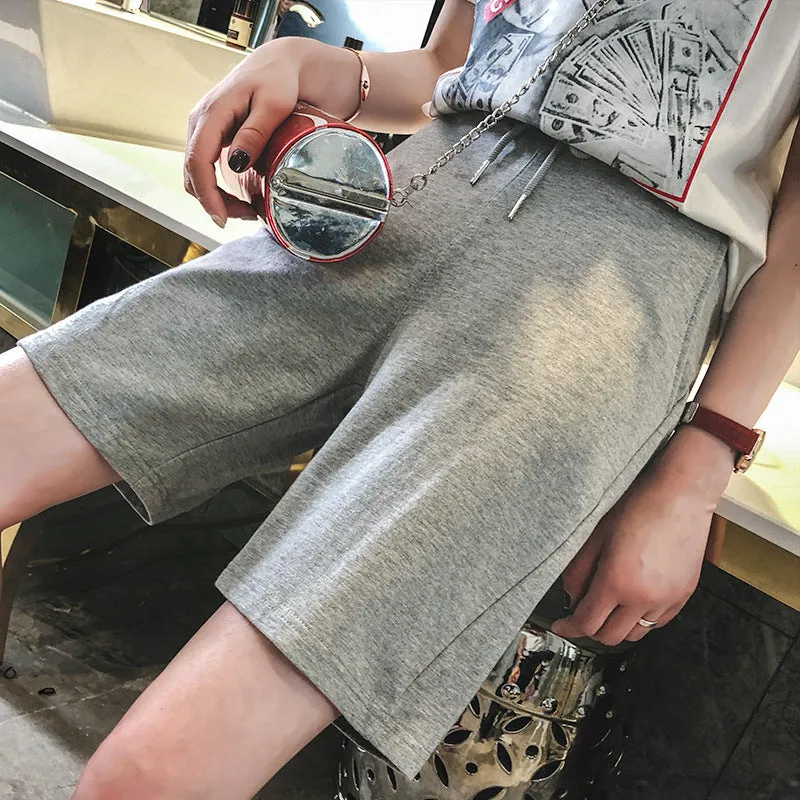 Gym Shorts Women Korean Loose Harajuku BF Student Pants Solid Colored Jogging Wide Leg Casual Bermuda Shorts