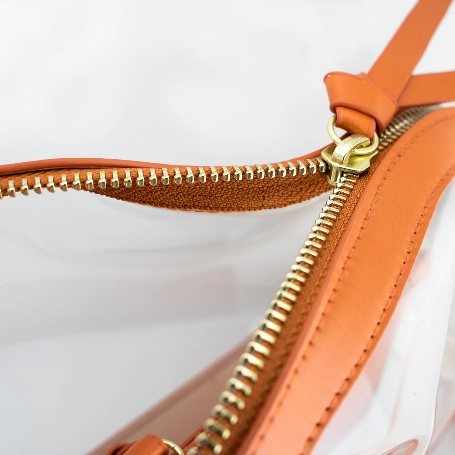 Half Moon Crossbody - Burnt Orange and Clear