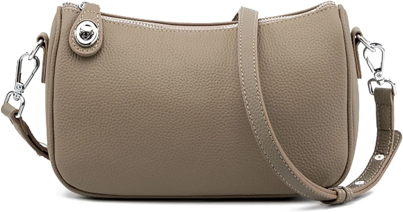 Handbags Luxury Leather Crossbody Bags, Underarm Shoulder Purses for Women (Gray)