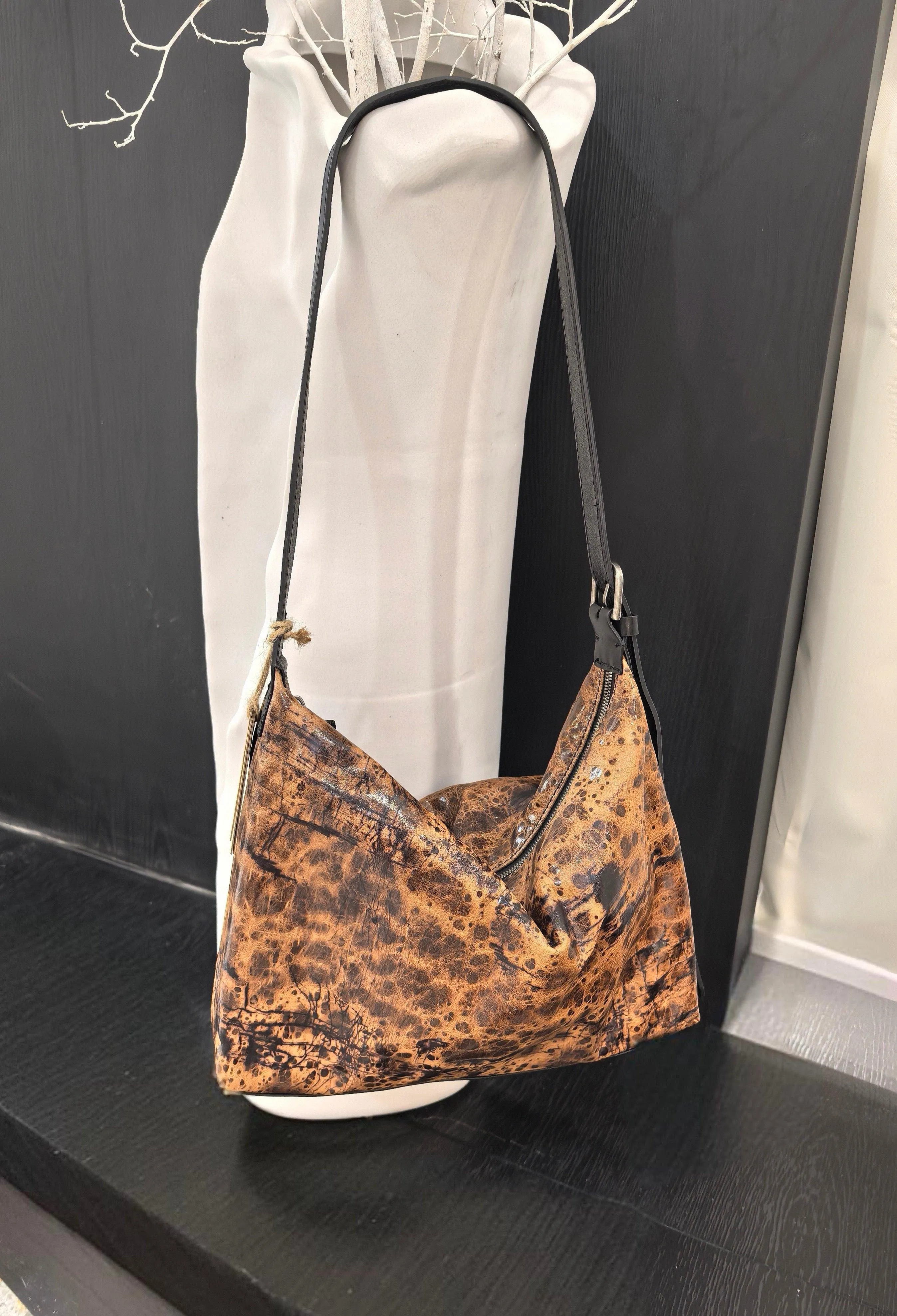 Handcrafted Luxurious Italian Full Grain Leather Hobo Bag Trio Vibrant