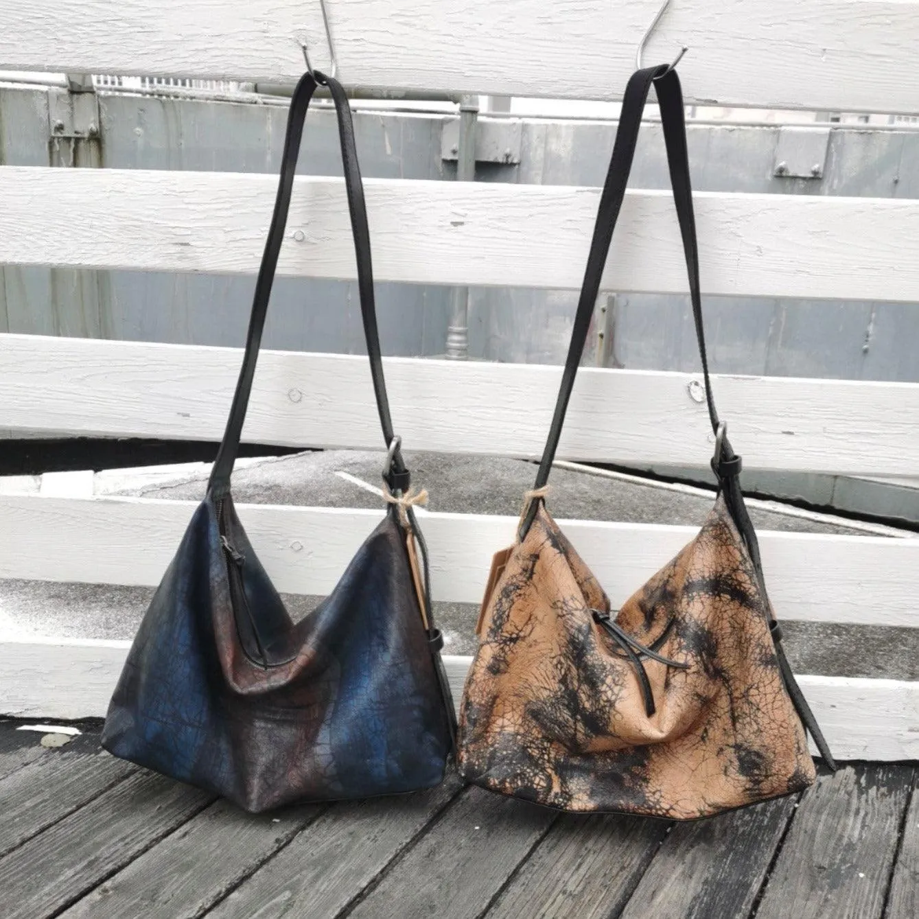 Handcrafted Luxurious Italian Full Grain Leather Hobo Bag Trio Vibrant
