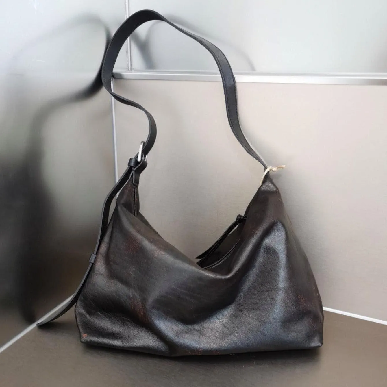 Handcrafted Luxurious Italian Full Grain Leather Hobo Bag Trio Vibrant