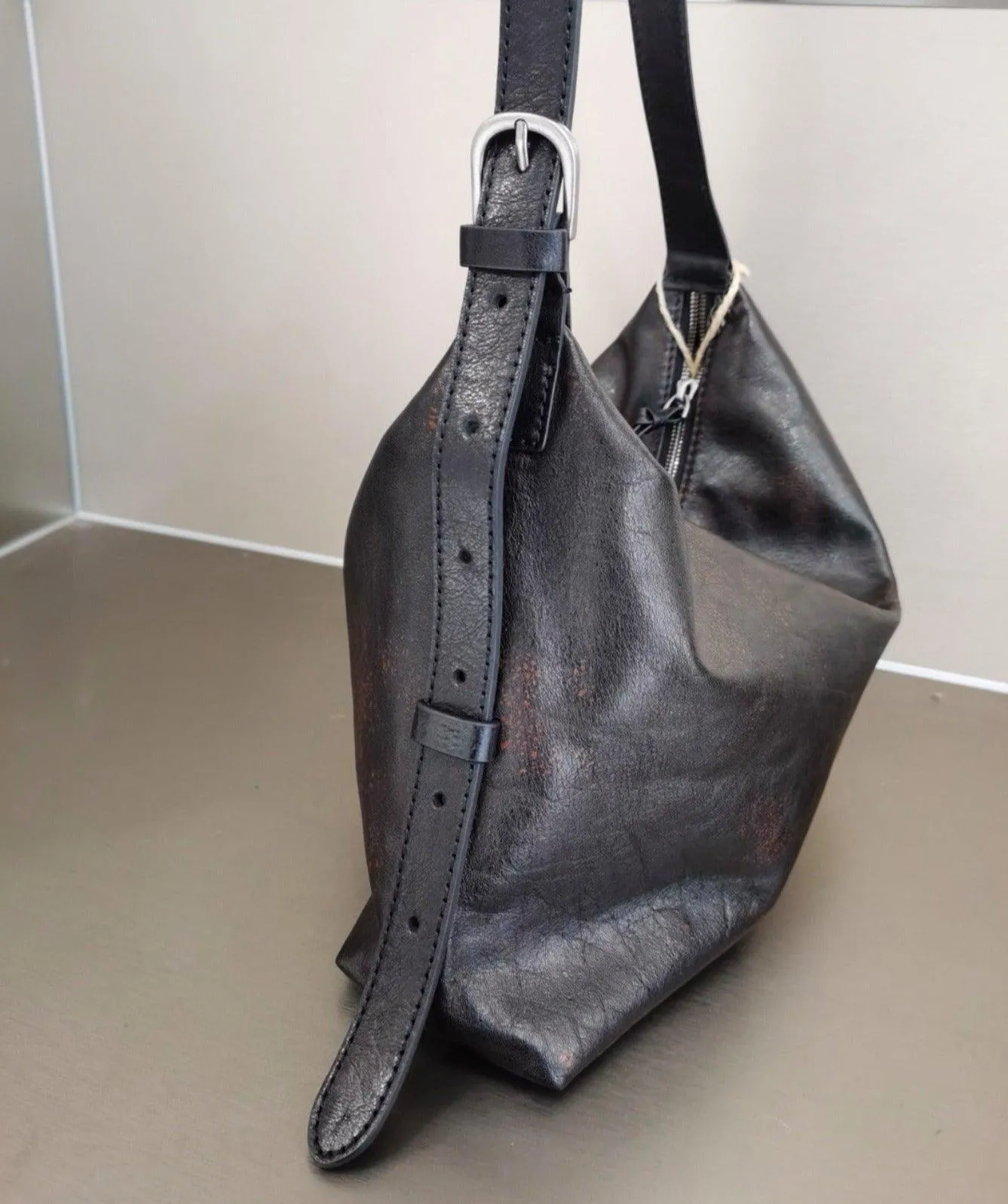 Handcrafted Luxurious Italian Full Grain Leather Hobo Bag Trio Vibrant