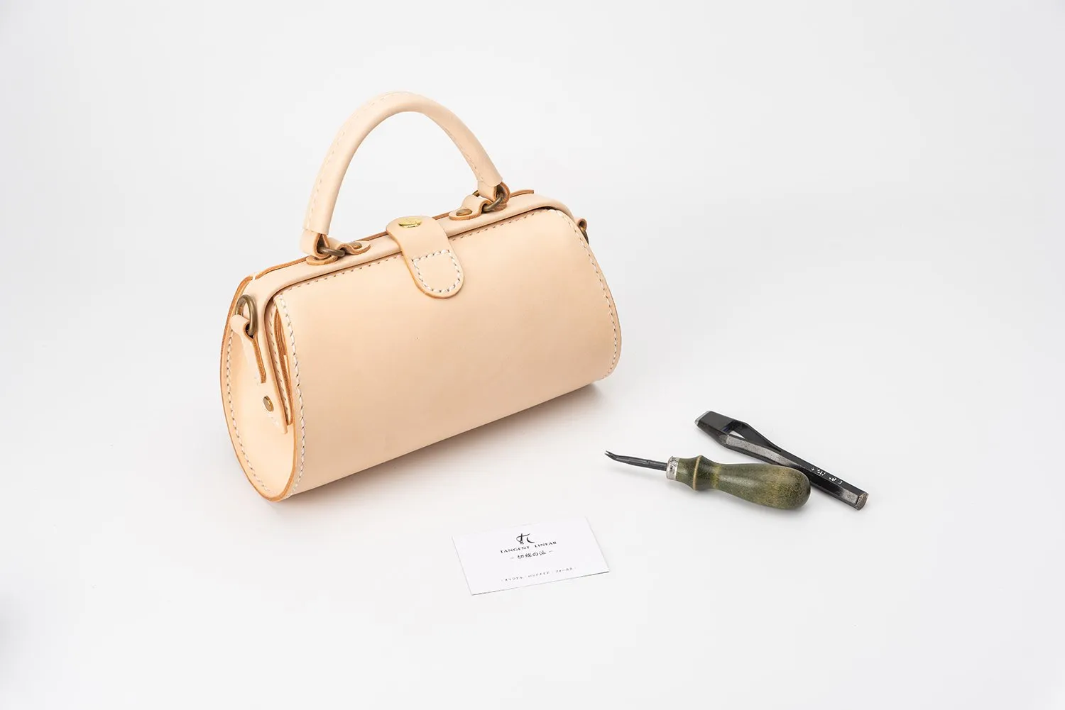 Handmade Womens Leather Doctor Handbag Purse Small Beige Side Bag Doctor Bags for Women