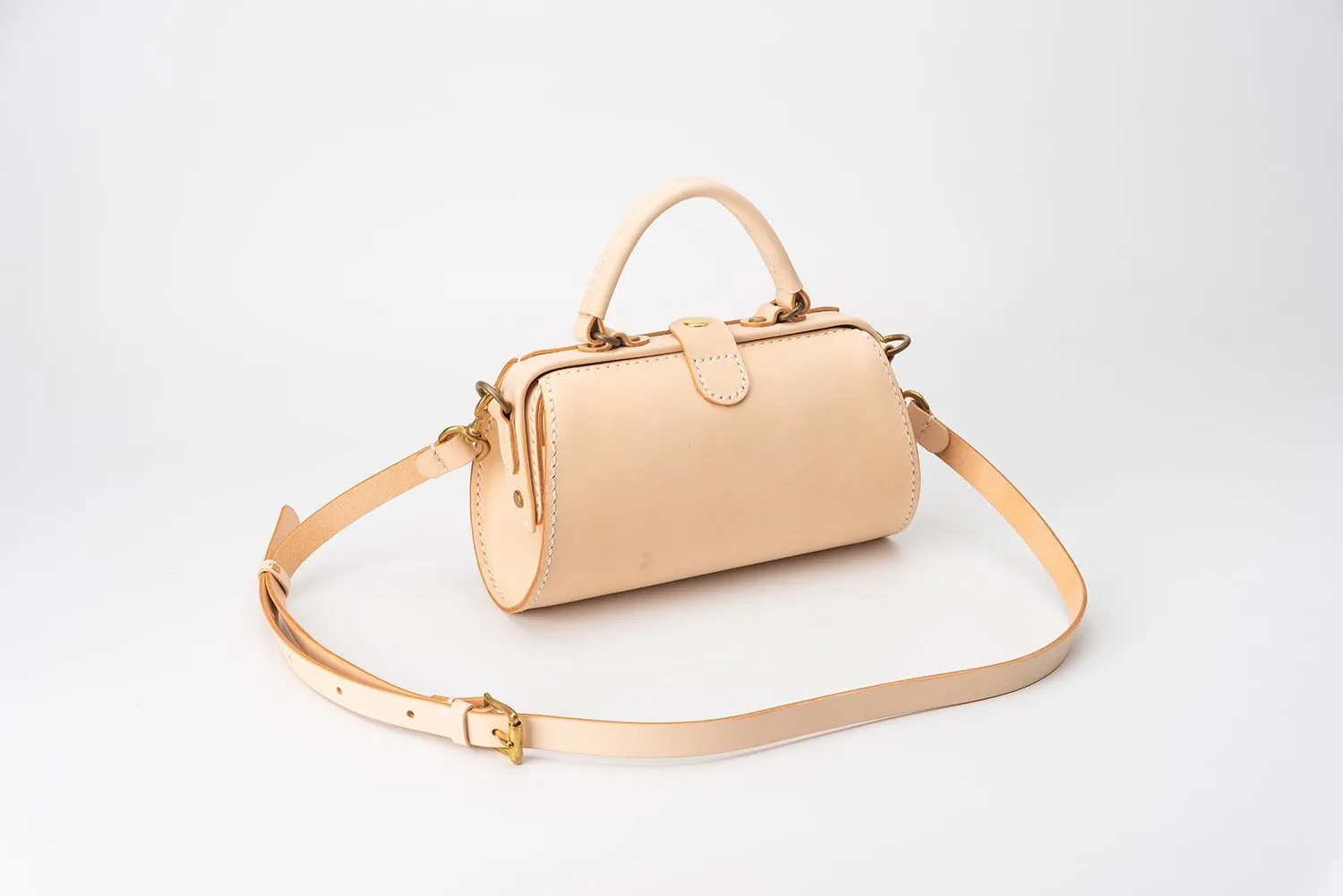 Handmade Womens Leather Doctor Handbag Purse Small Beige Side Bag Doctor Bags for Women