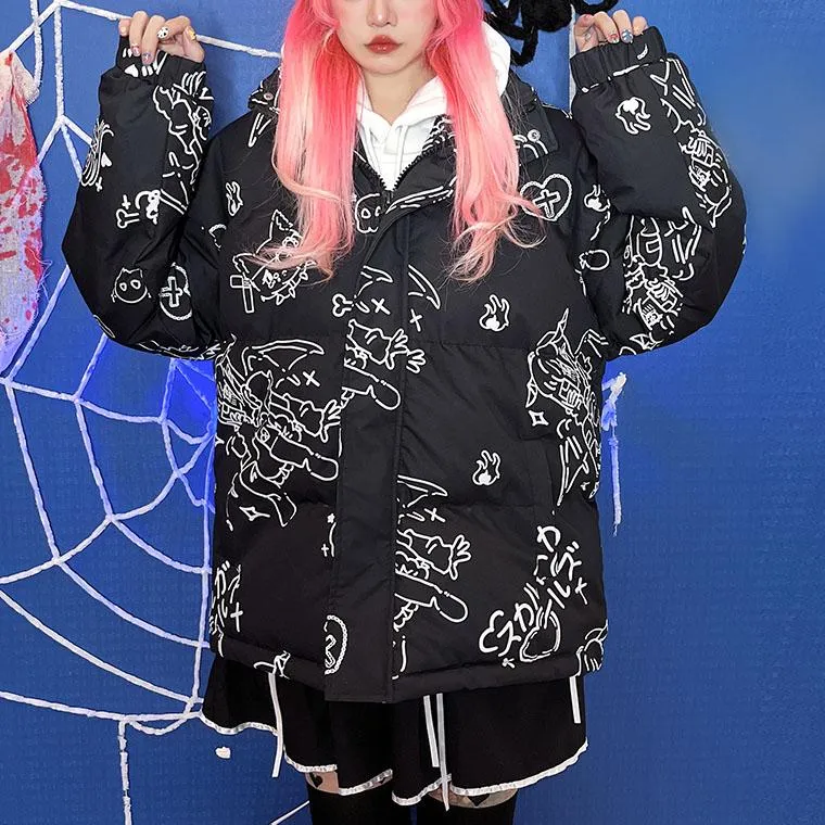 Harajuku Japanese Graffiti Printed Coat SD01751
