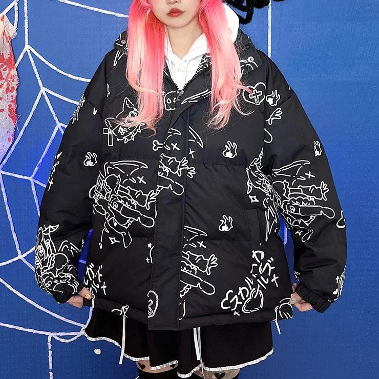 Harajuku Japanese Graffiti Printed Coat SD01751