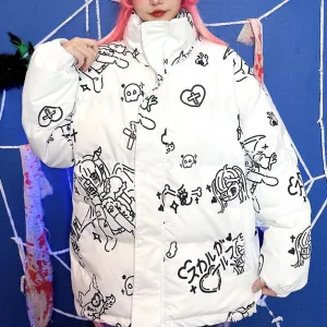 Harajuku Japanese Graffiti Printed Coat SD01751