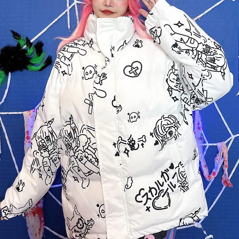 Harajuku Japanese Graffiti Printed Coat SD01751