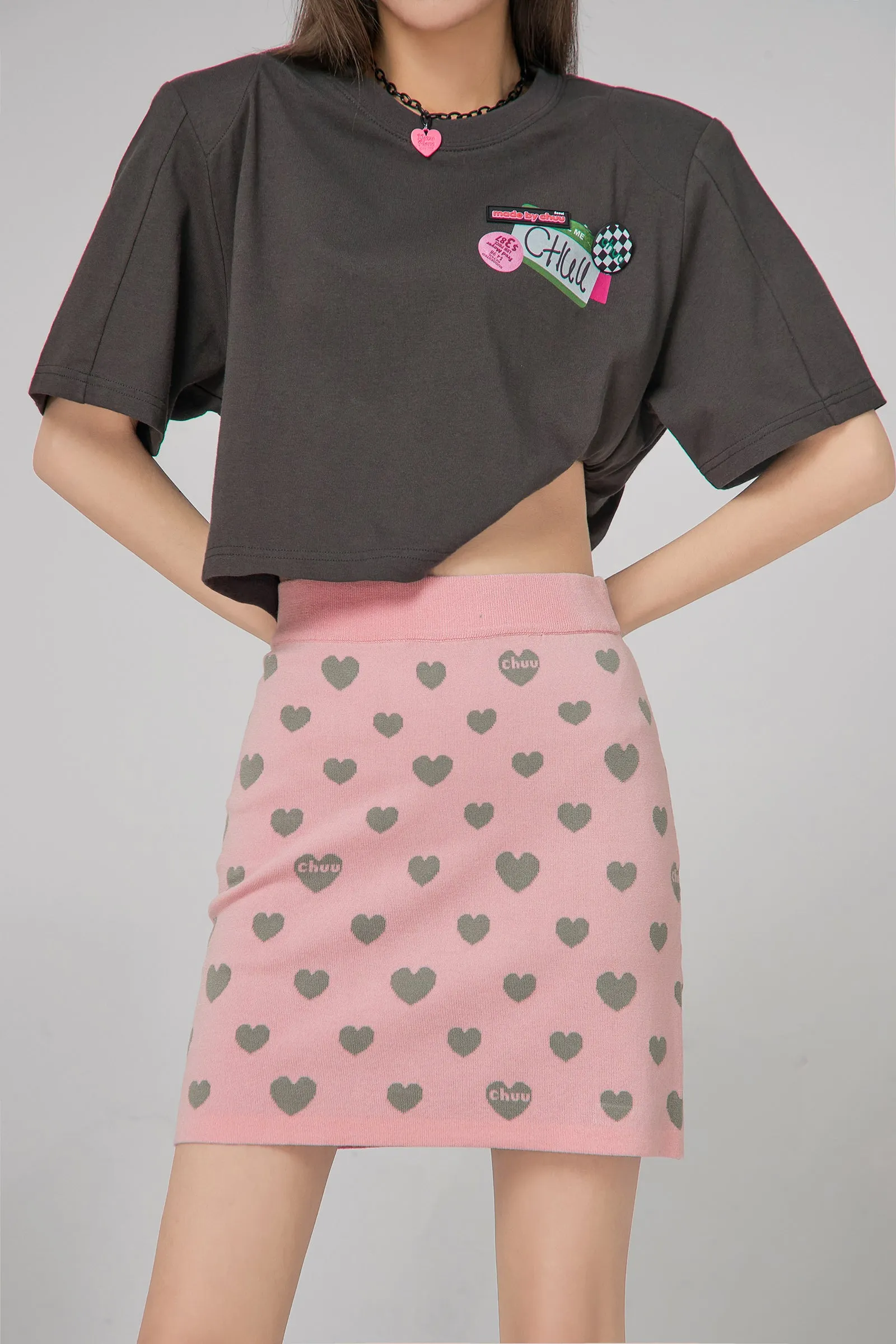 Heart Knit Mini Skirt