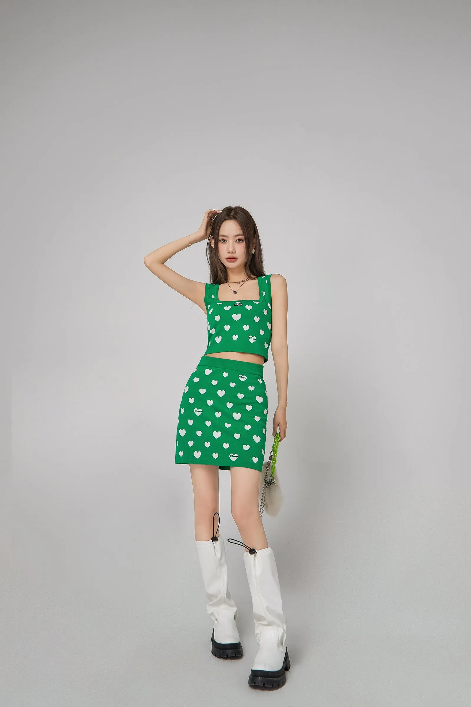 Heart Knit Mini Skirt