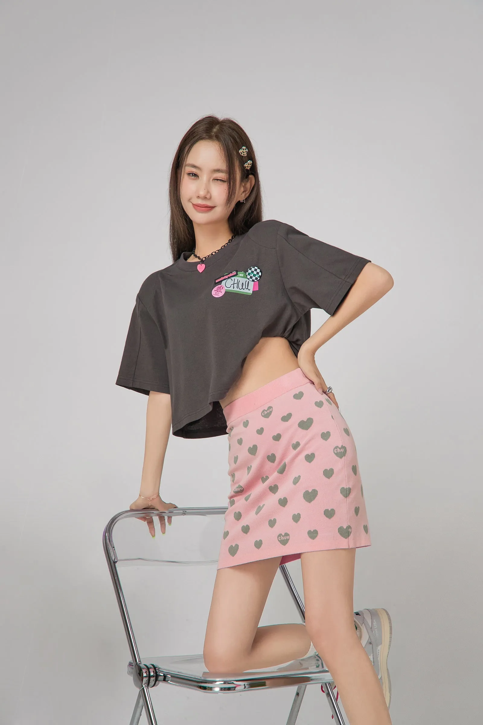 Heart Knit Mini Skirt