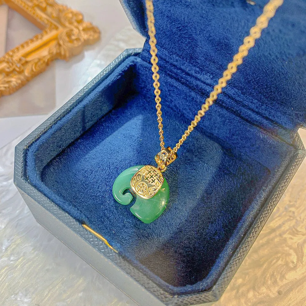 Hetian Jade Elephant Pendant Necklace Woman